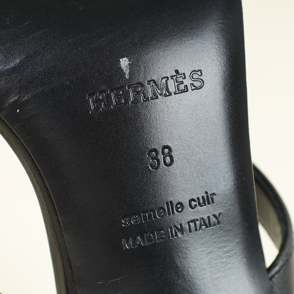 Hermes Black Glamour 95 Sandal 38