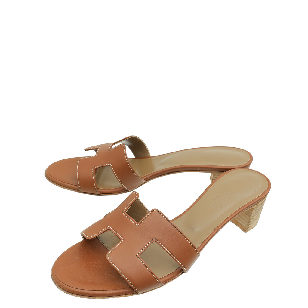 Hermes Gold Oasis Sandal 38