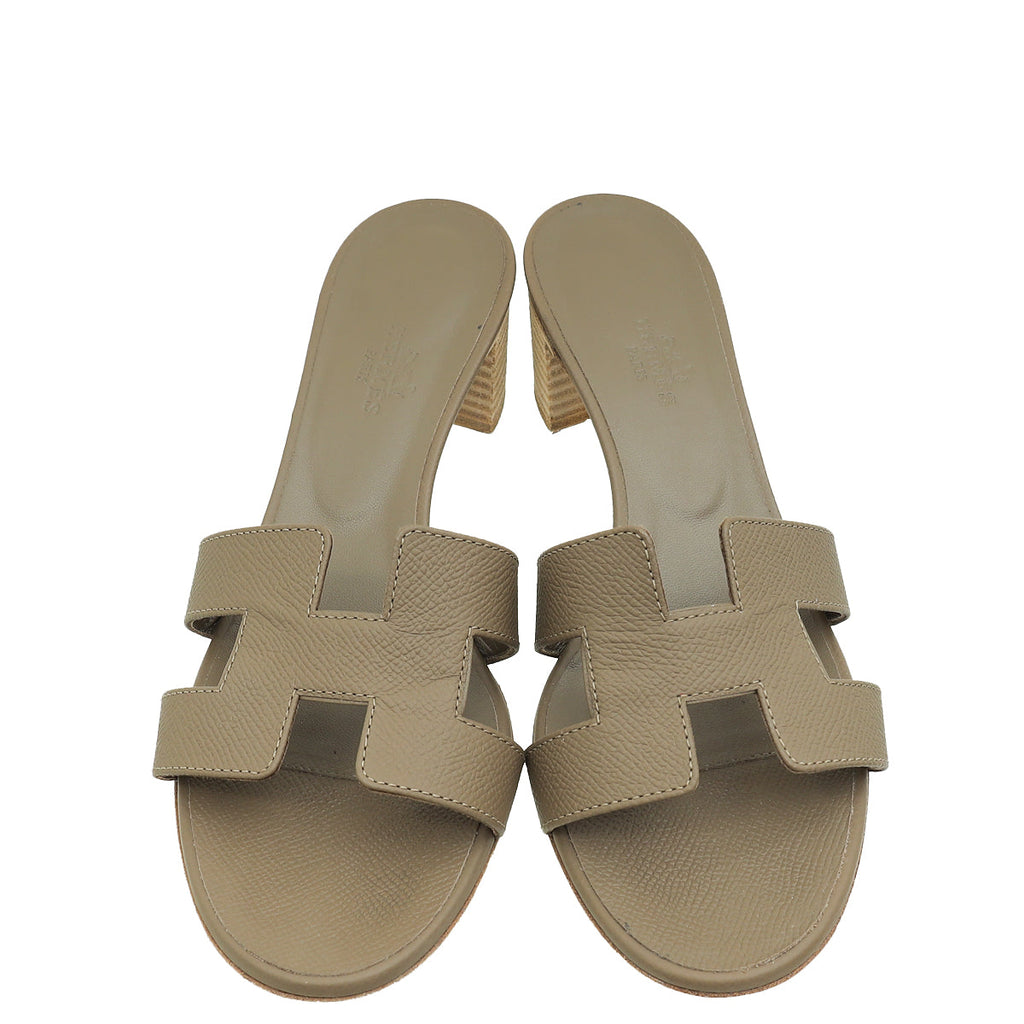 Hermes Etoupe Oasis Sandals 38