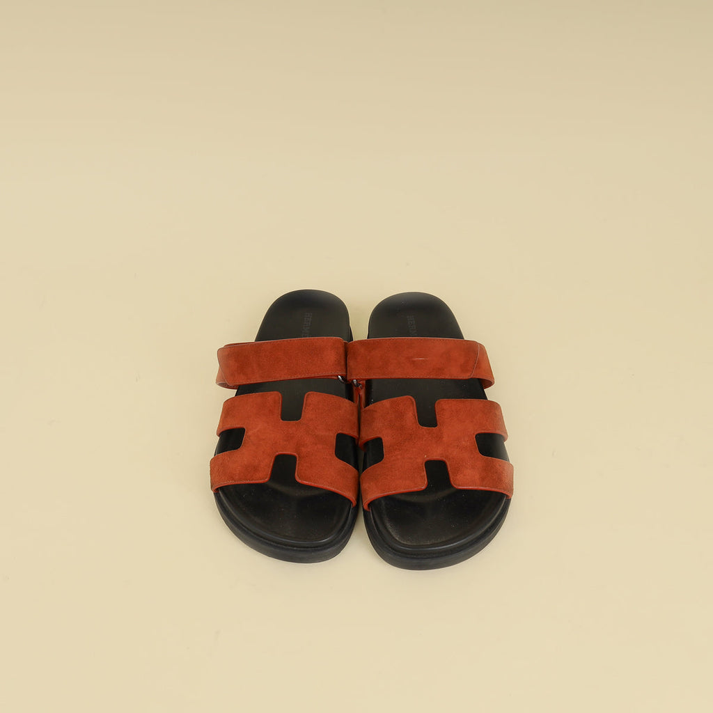 Hermes Marron Muscavado Chypre Suede Goatskin Sandal 38