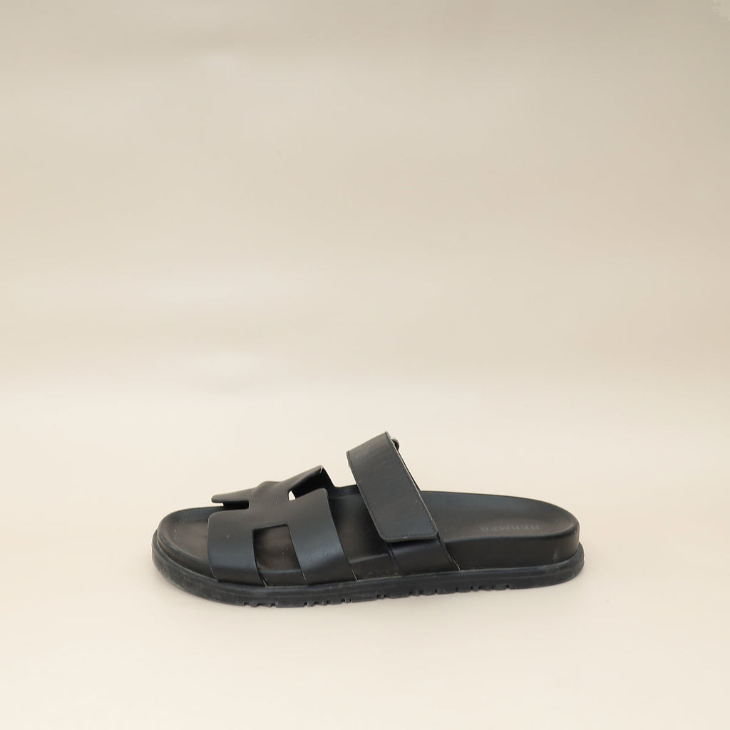 Hermes Noir Chypre Sandal 38