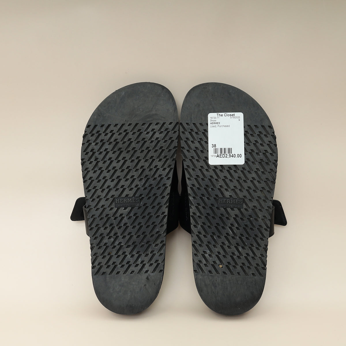 Hermes Noir Chypre Sandal 38