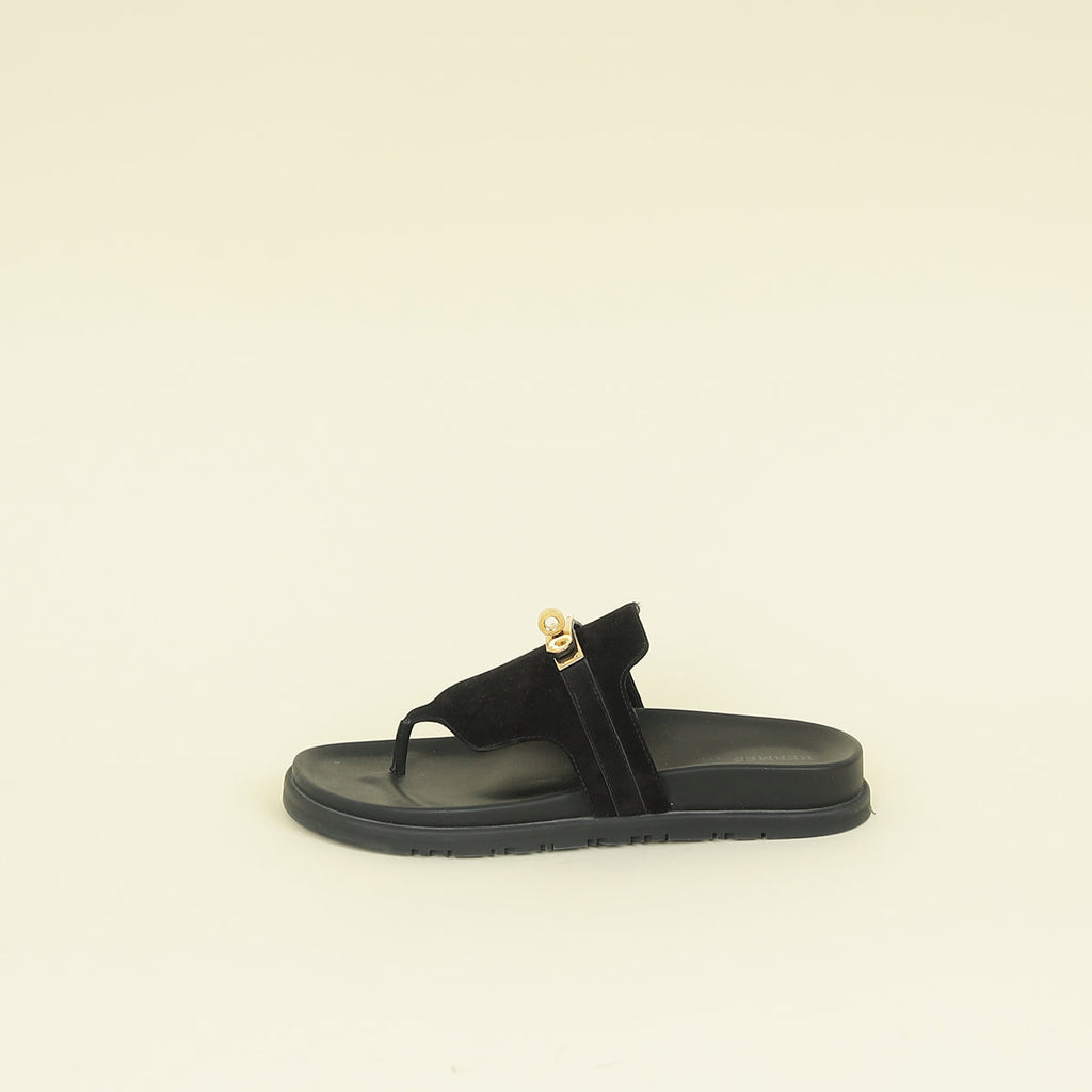 Hermes Noir Empire Sandal 38