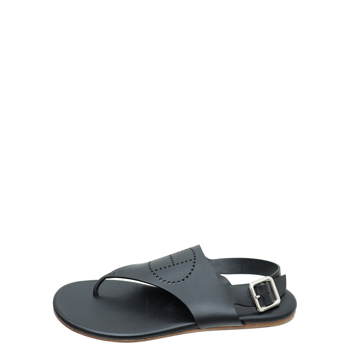 Hermes Black Kola Thong Sandals 38