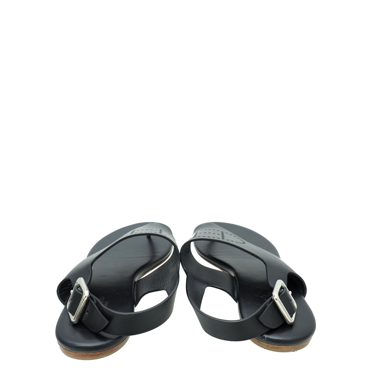 Hermes Black Kola Thong Sandals 38