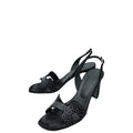 Hermes Noir Suede Goatskin Eternite 80 Rhinestone Details Sandal 38