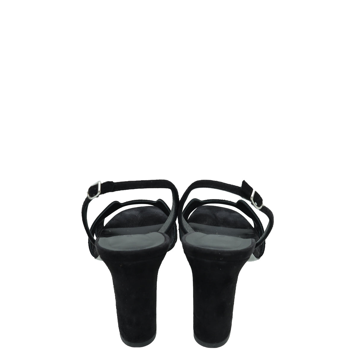Hermes Noir Suede Goatskin Eternite 80 Rhinestone Details Sandal 38