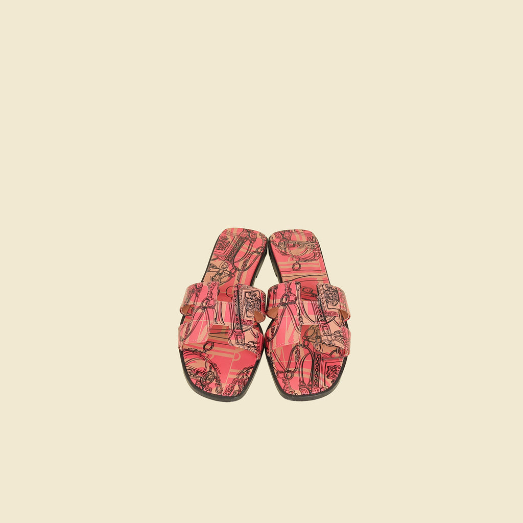 Hermes Multicolor Oran Brides de Gala en Desordre" Print Sandal 38