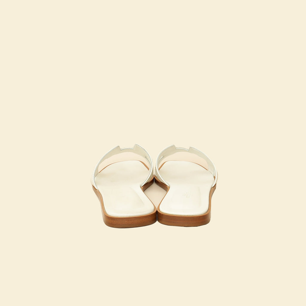 Hermes Blanc Oran Sandals 38