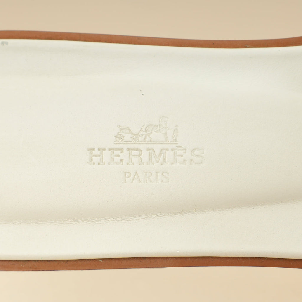 Hermes Blanc Oran Sandals 38