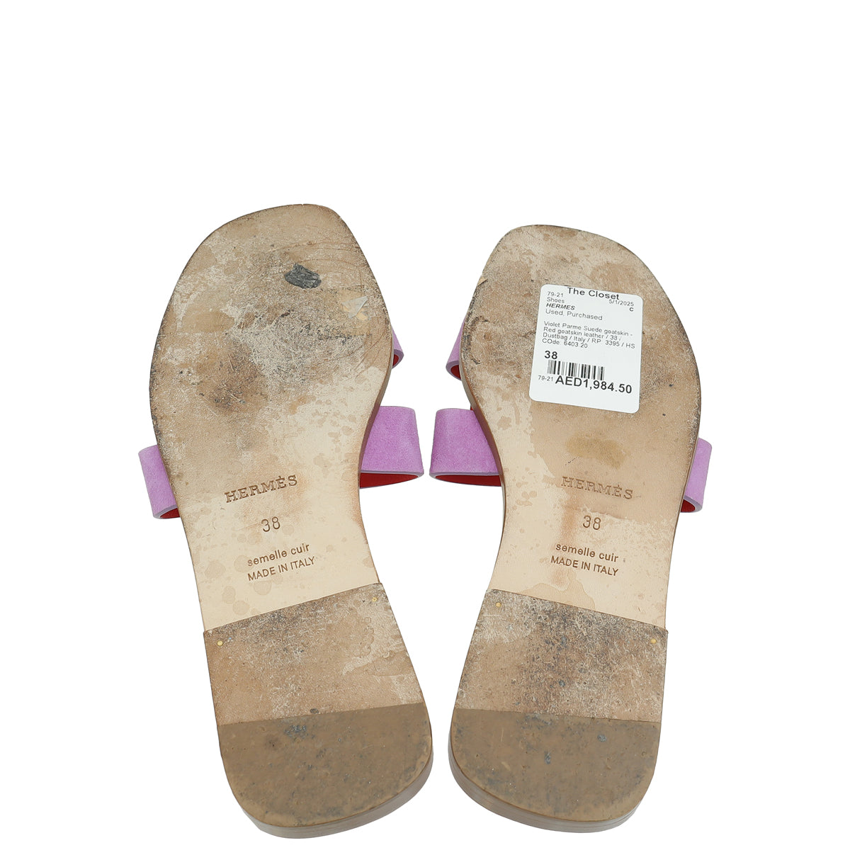 Hermes Bicolor Oran Sandals 38