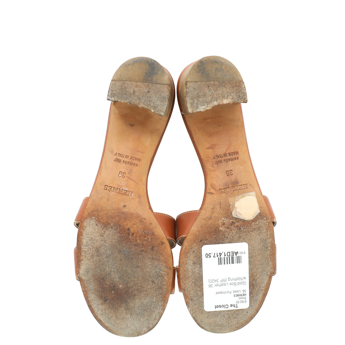 Hermes Gold Box Oasis Sandal 38