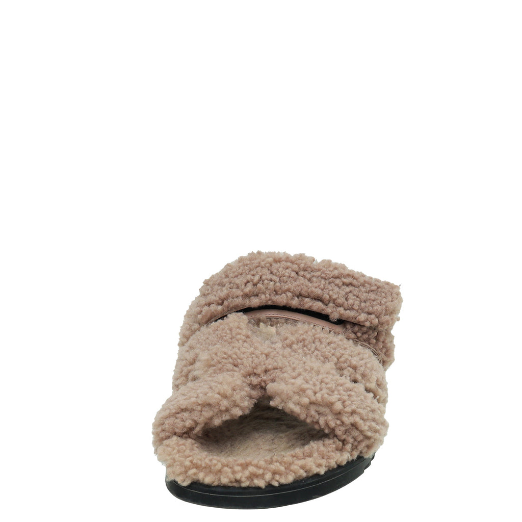 Hermes Bois De Santal Woolskin Chypre Sandals 39