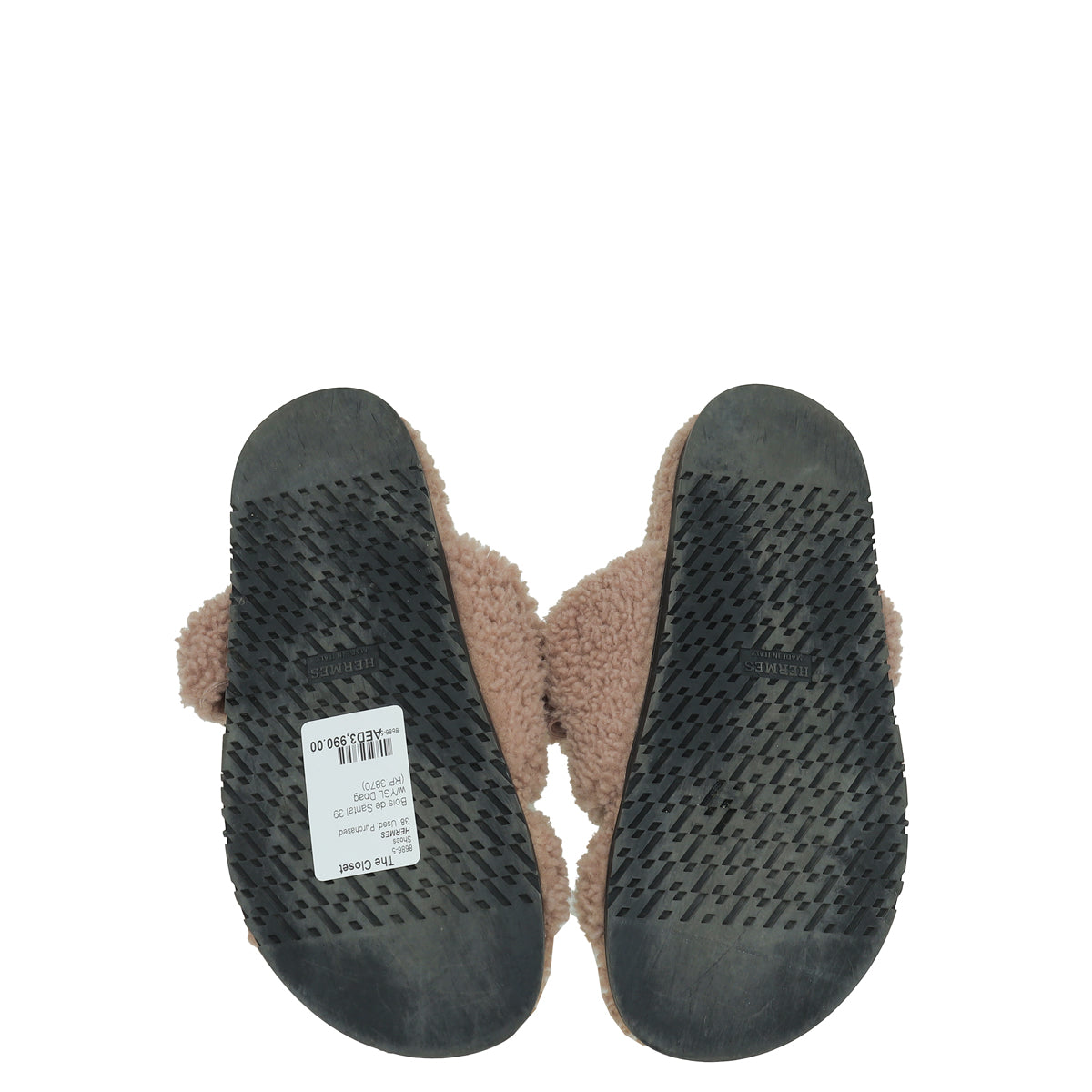 Hermes Bois De Santal Woolskin Chypre Sandals 39