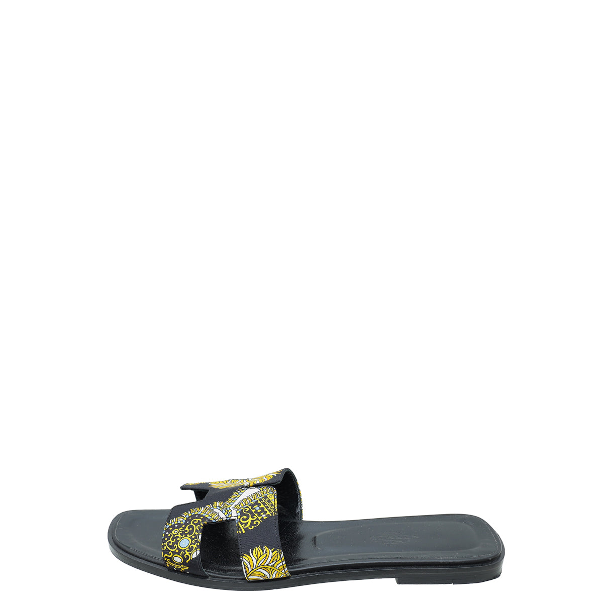 Hermes Noir Multicolor Sous L'egide De Mars Silk Oran Sandals 38