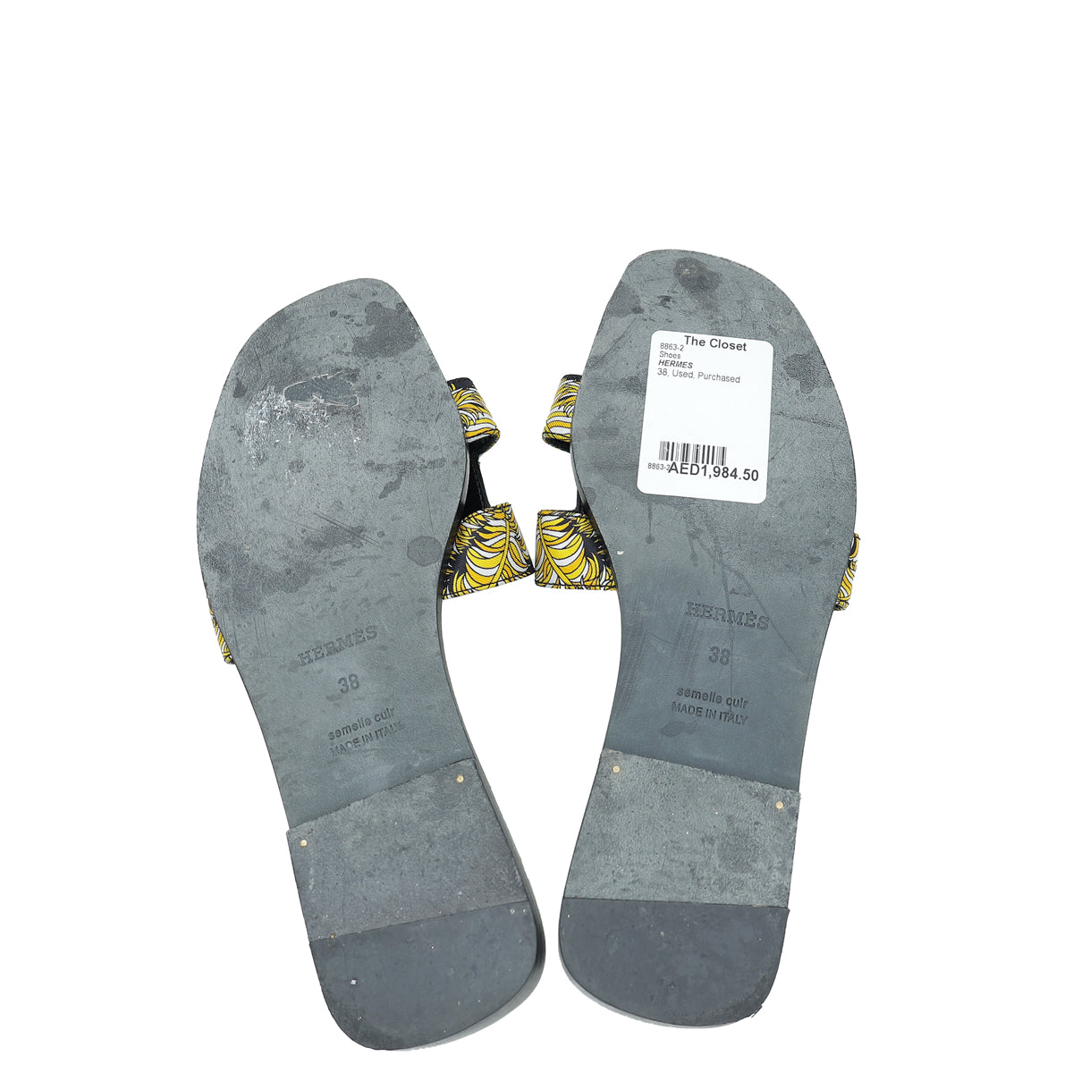 Hermes Noir Multicolor Sous L'egide De Mars Silk Oran Sandals 38