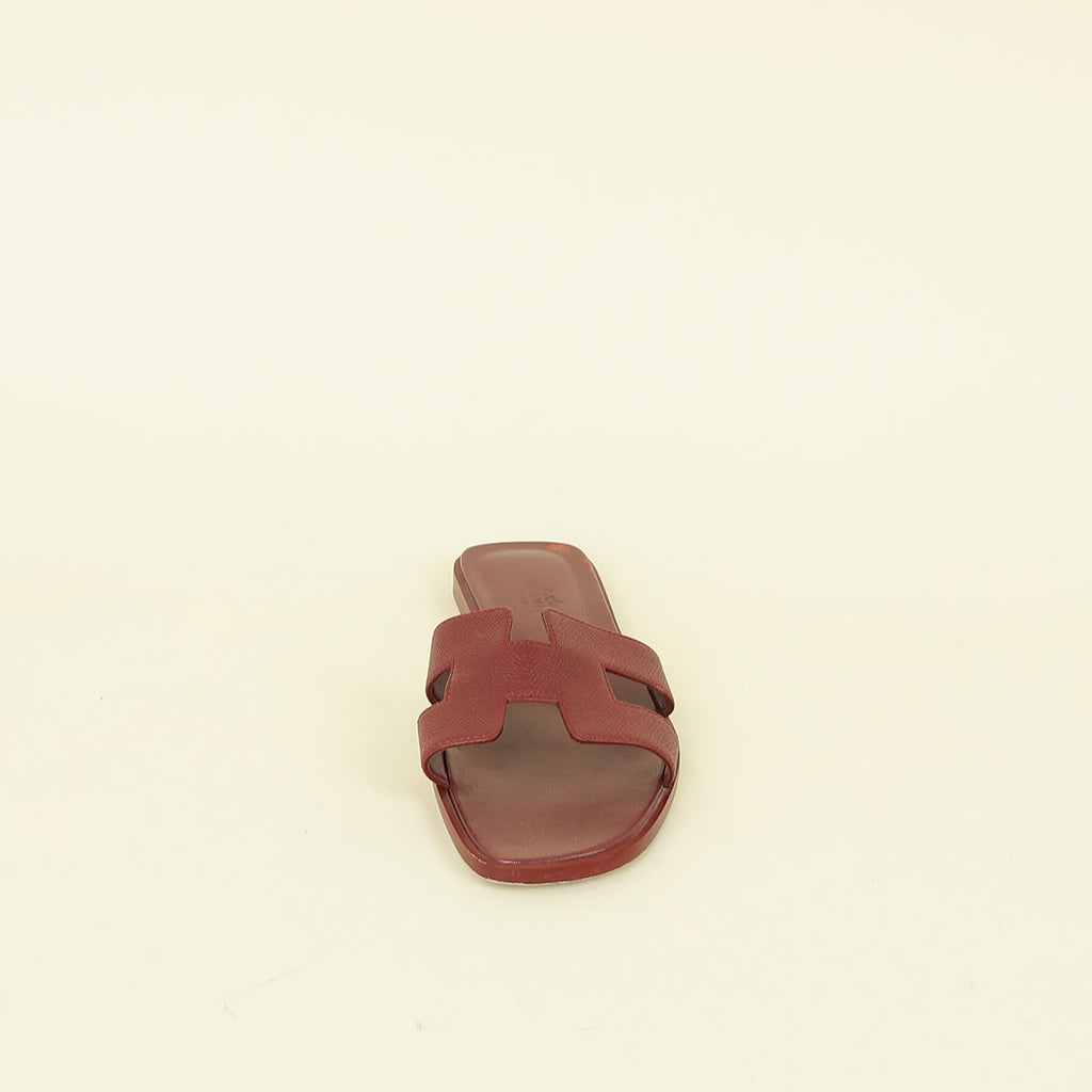 Hermes Rouge H Oran Sandals 38