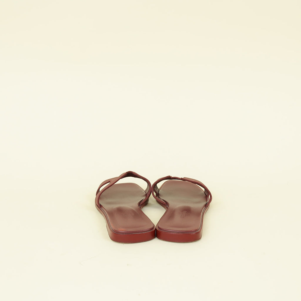 Hermes Rouge H Oran Sandals 38