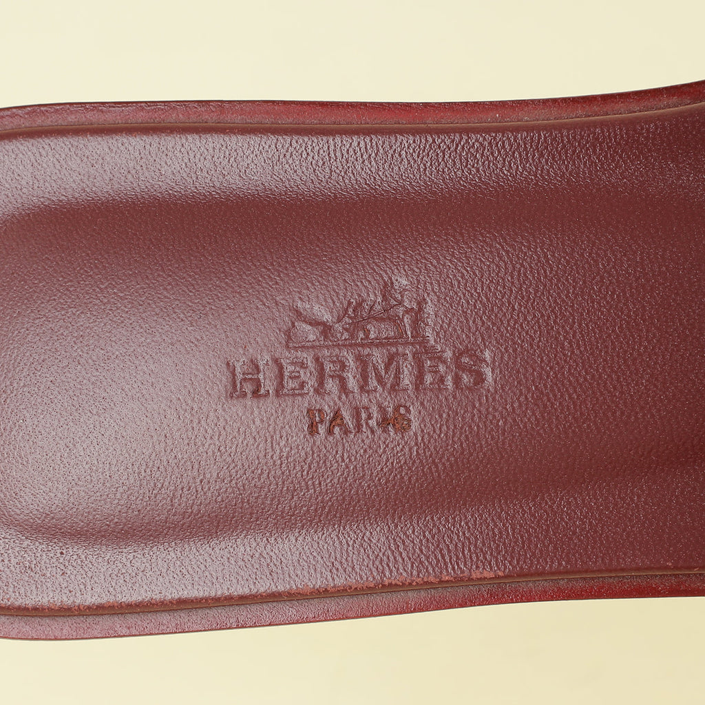 Hermes Rouge H Oran Sandals 38