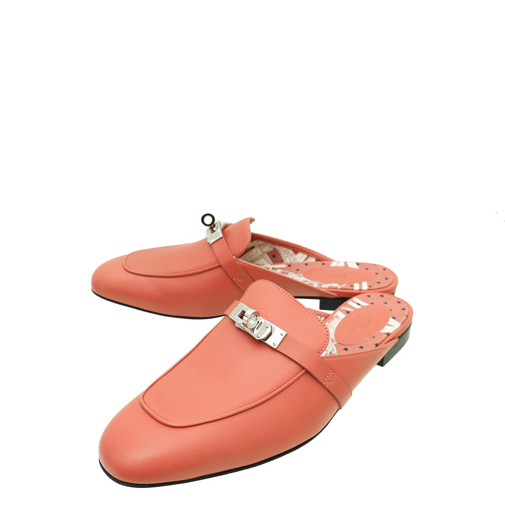 Hermes Rouge Blush OZ Mules 39.5