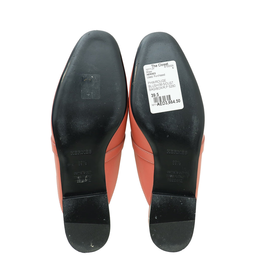 Hermes Rouge Blush OZ Mules 39.5