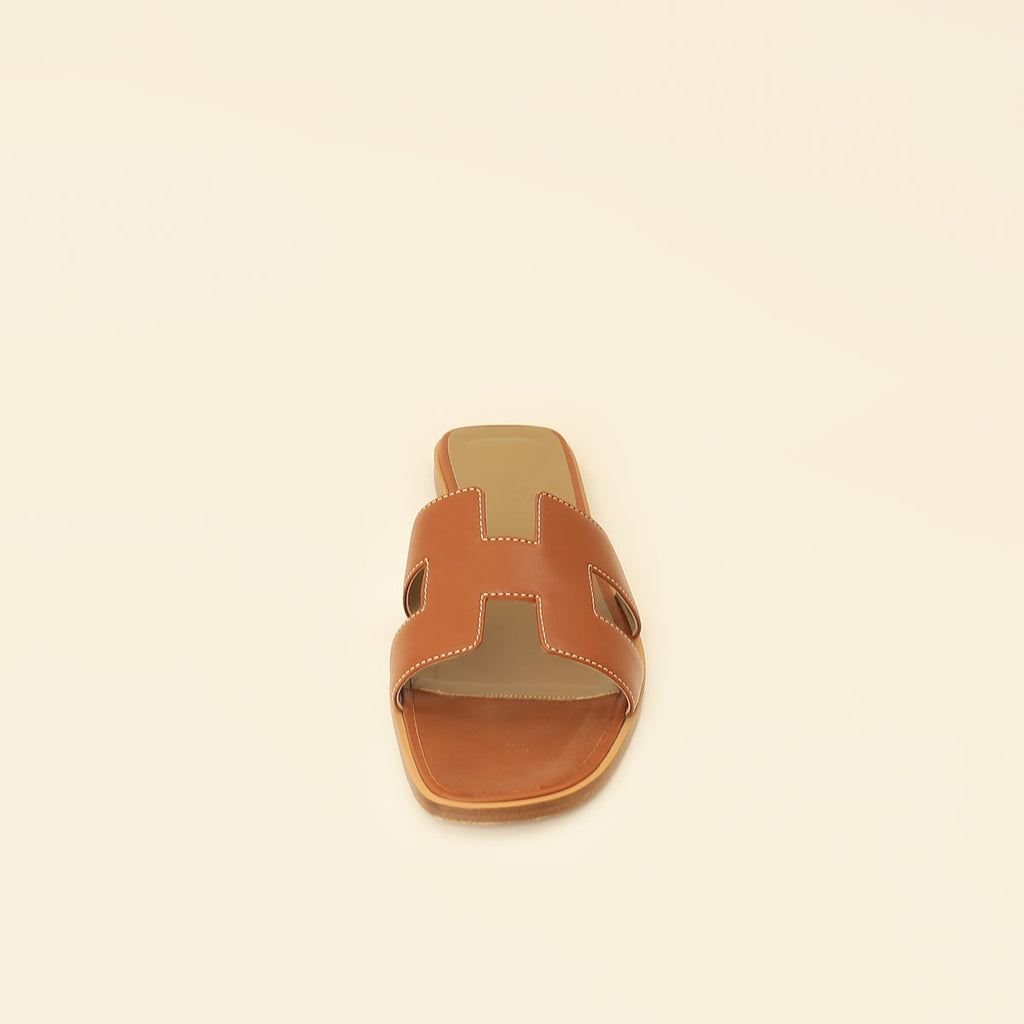 Hermes Gold Oran Sandals 39.5