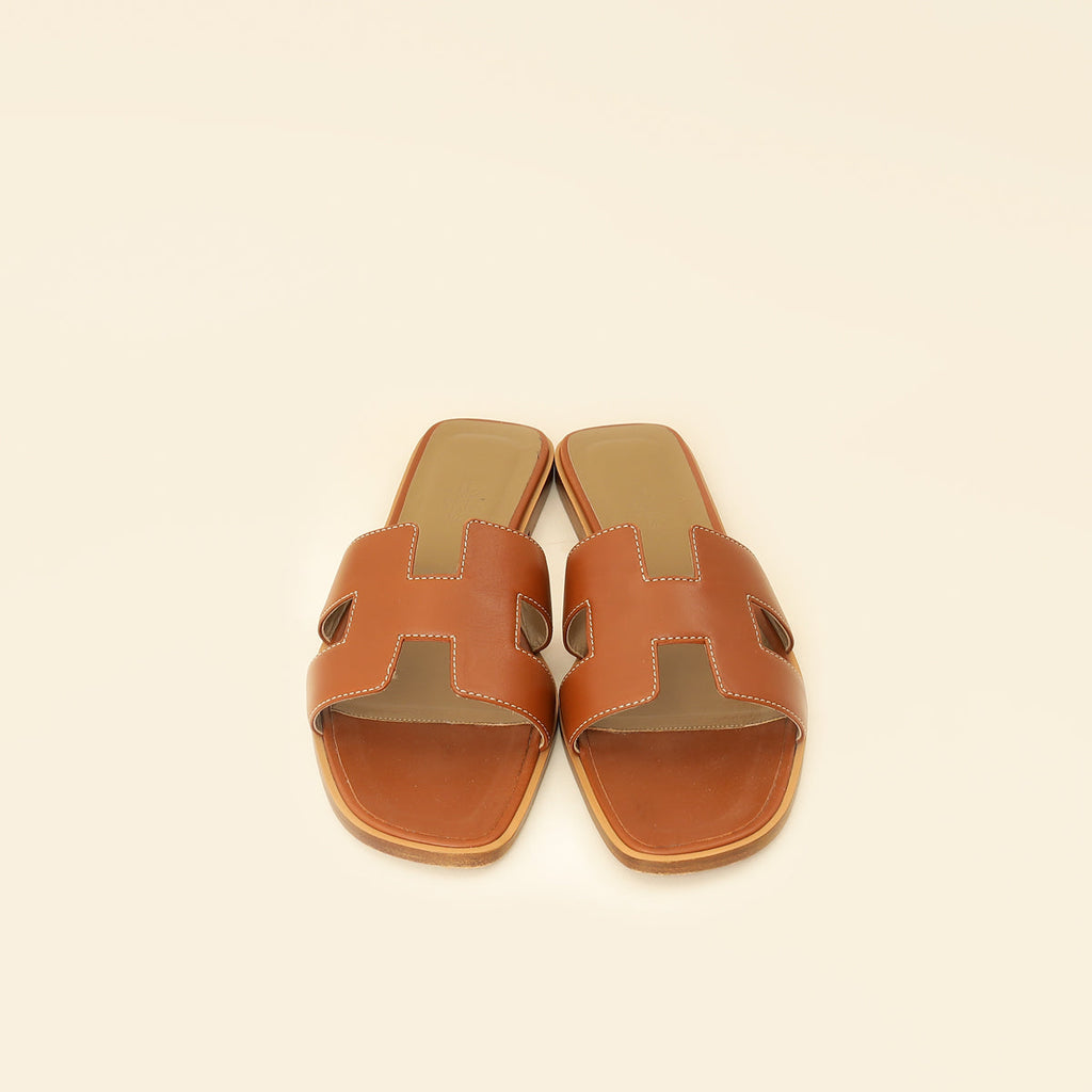 Hermes Gold Oran Sandals 39.5