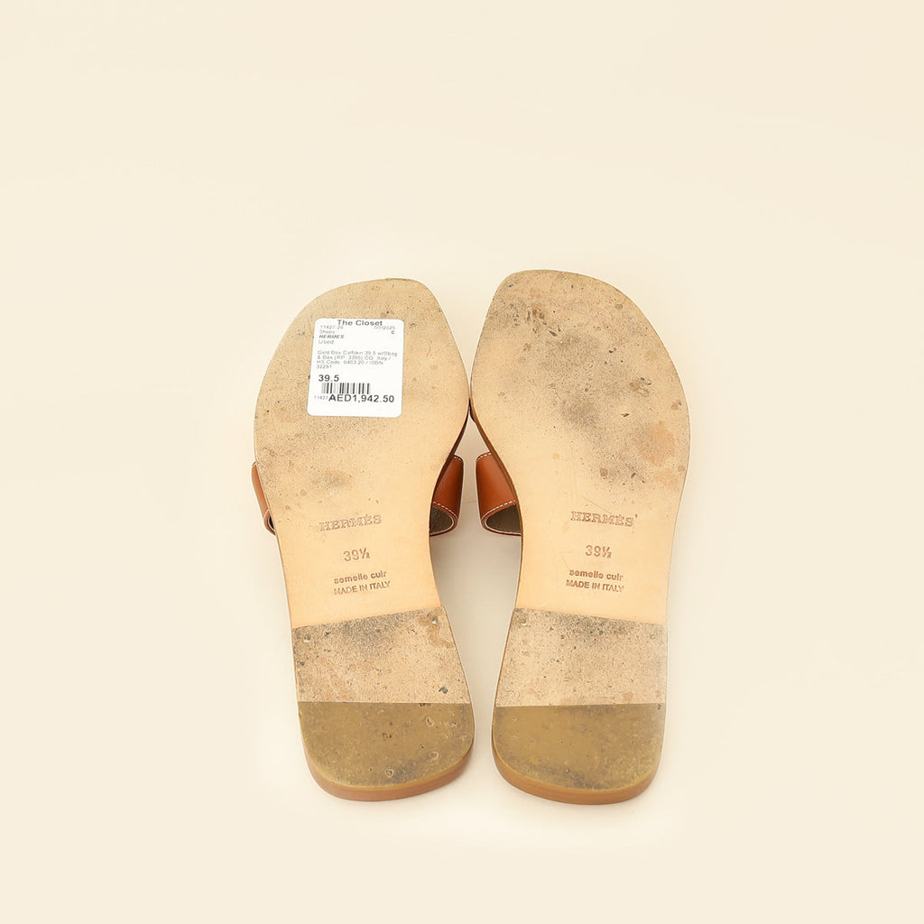 Hermes Gold Oran Sandals 39.5