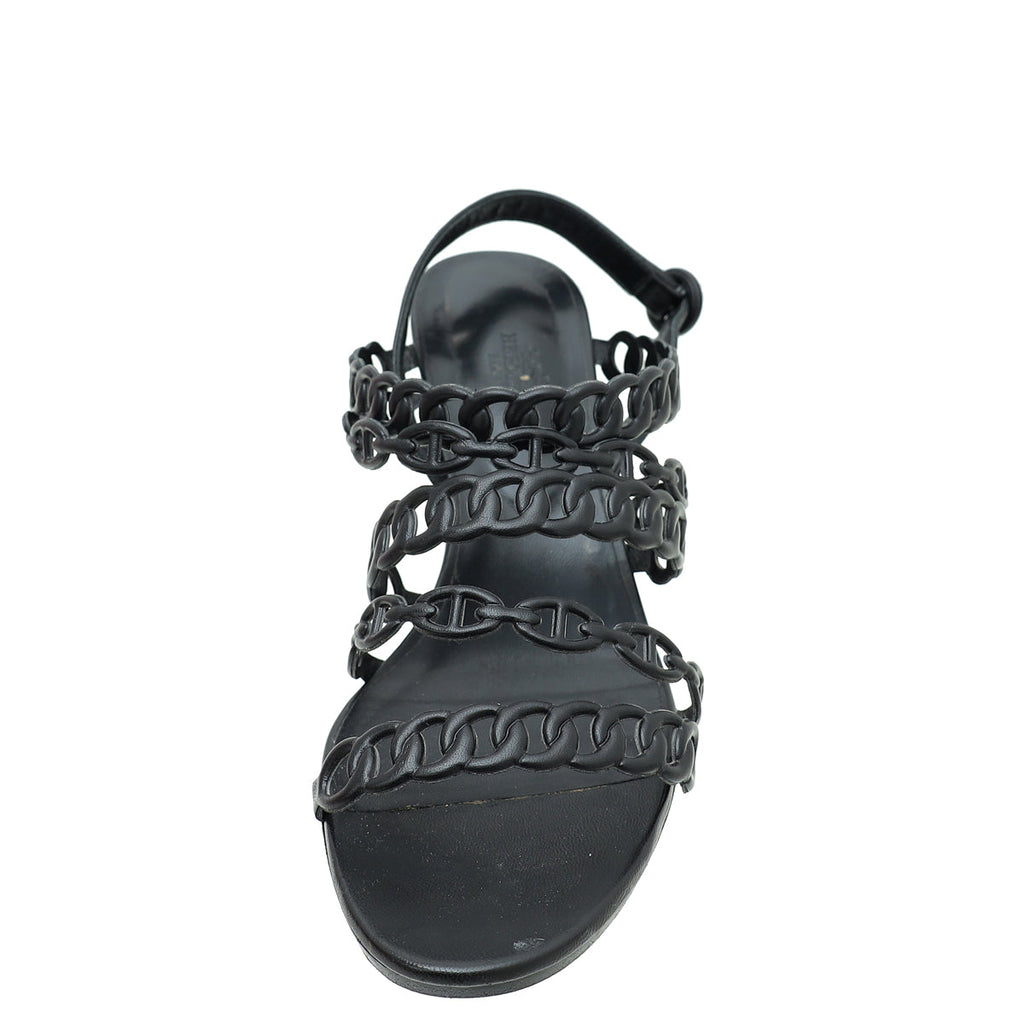Hermes Noir Romanza Sandals 39.5