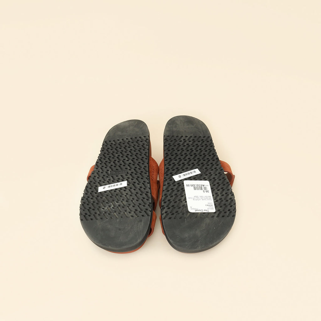Hermes Cuivre Suede Chypre Sandal 39.5