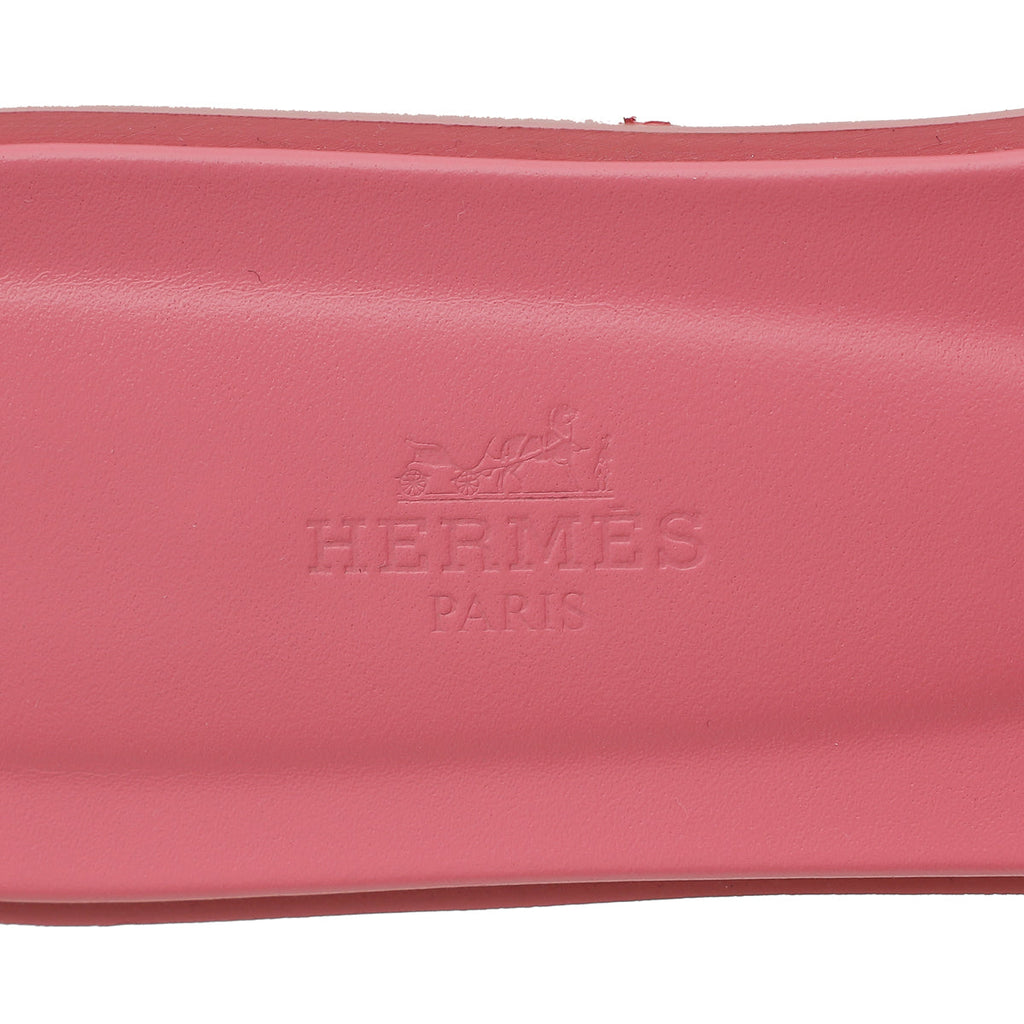 Hermes Rose Petale Oran Sandals 39.5