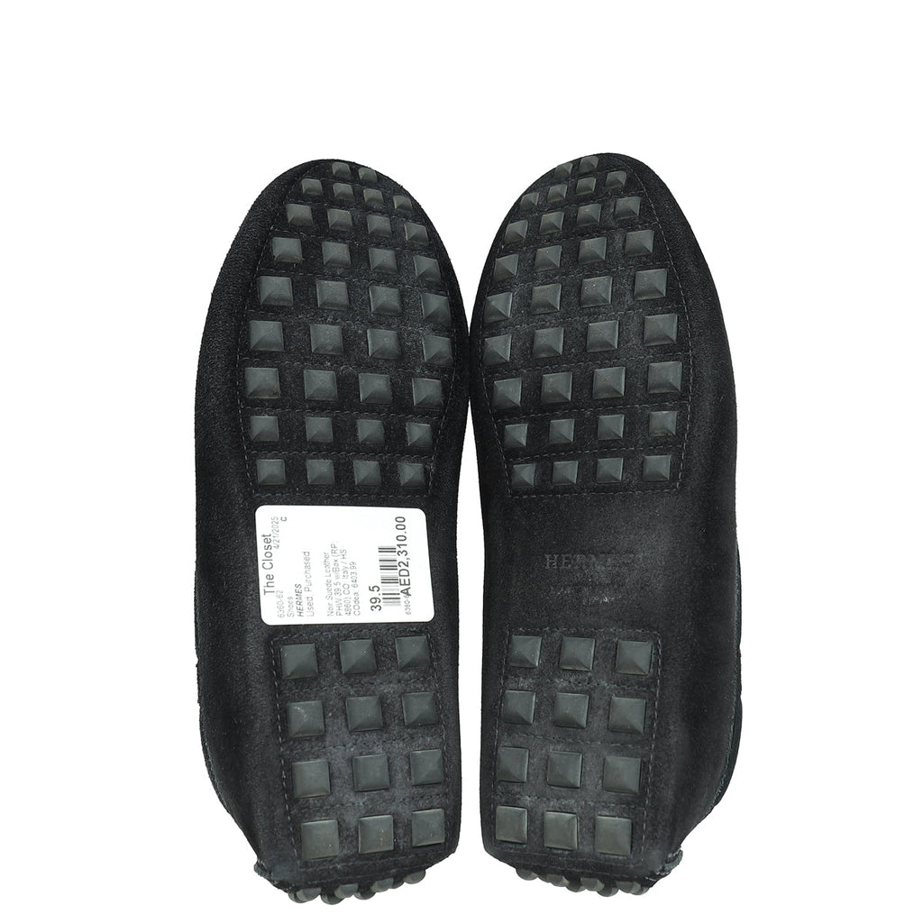 Hermes Noir Suede Irving Loafer 39.5