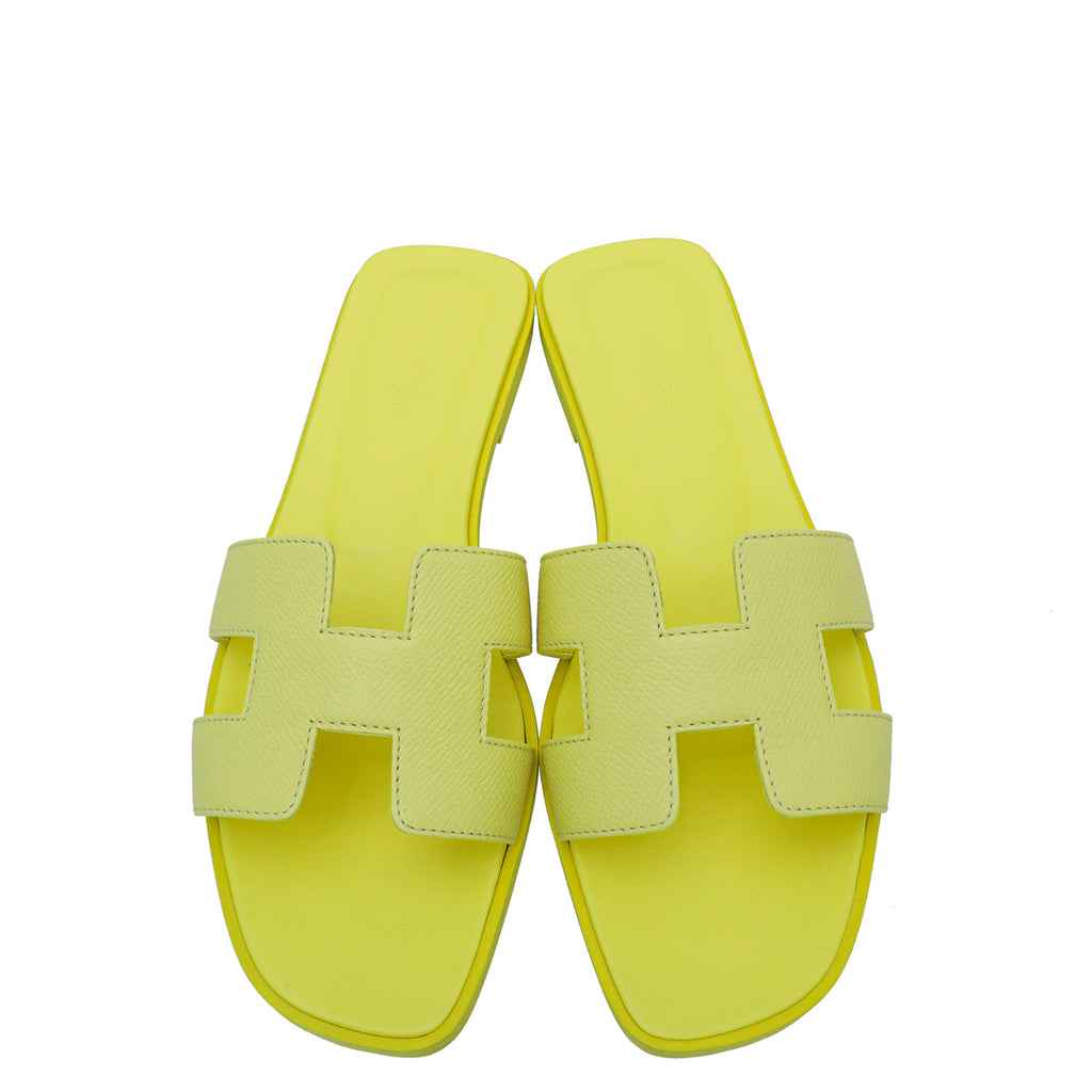 Hermes Jaune Curcuma Oran Sandals 39