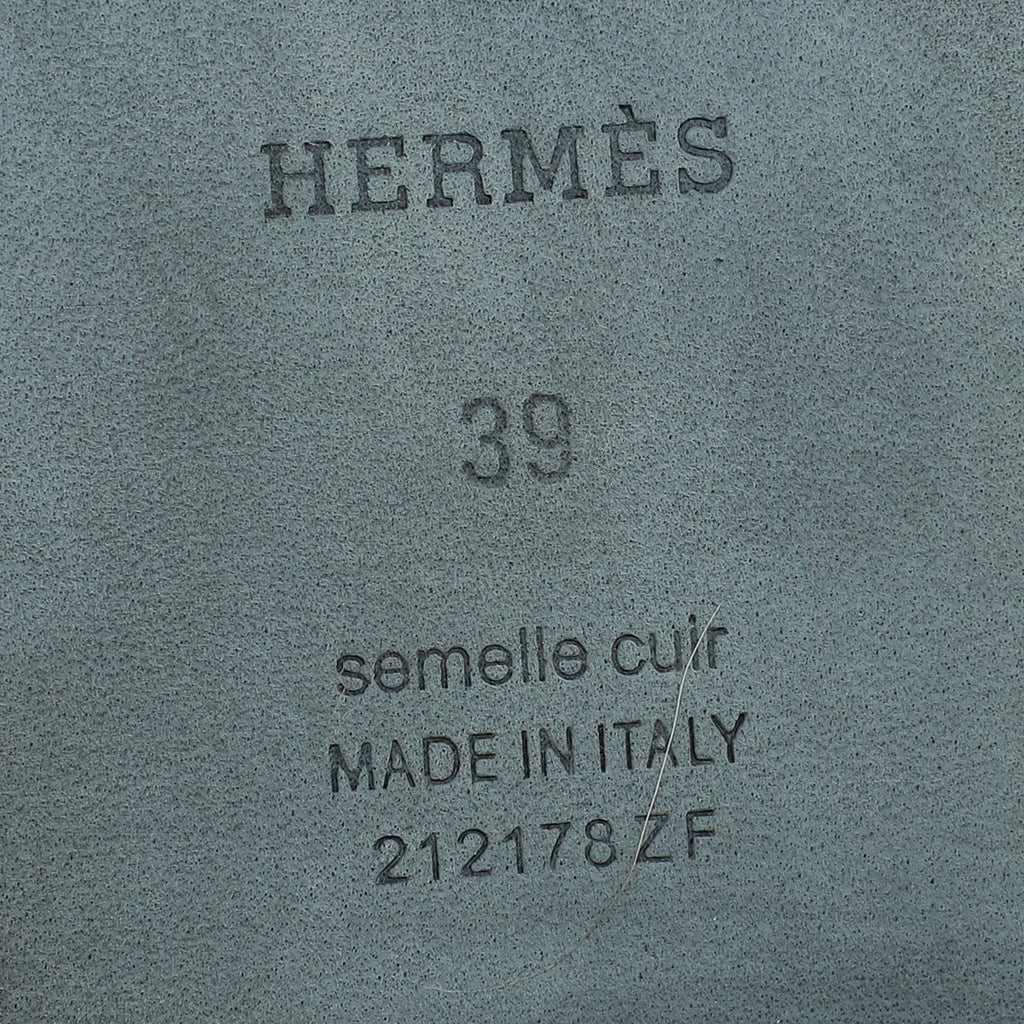 Hermes Vert D'Eau Shearling Oran Sandals 39