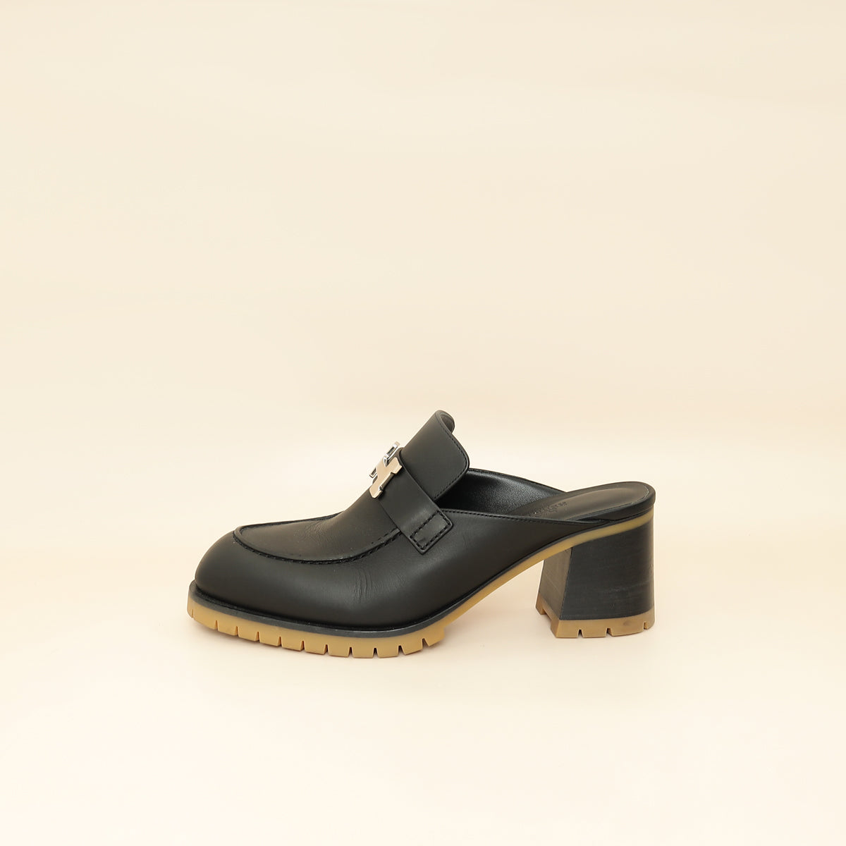 Hermes Noir Flore 60 Goatskin Mule 39