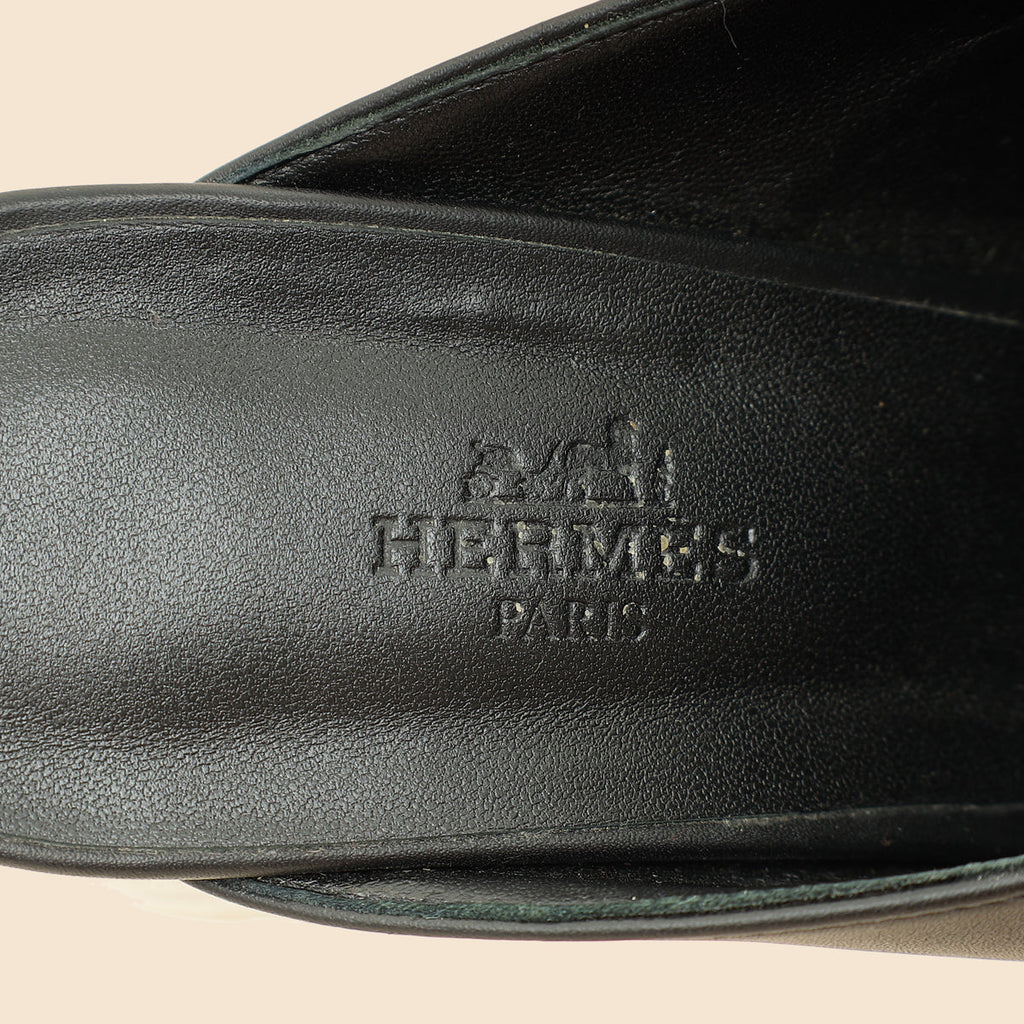 Hermes Noir Flore 60 Goatskin Mule 39