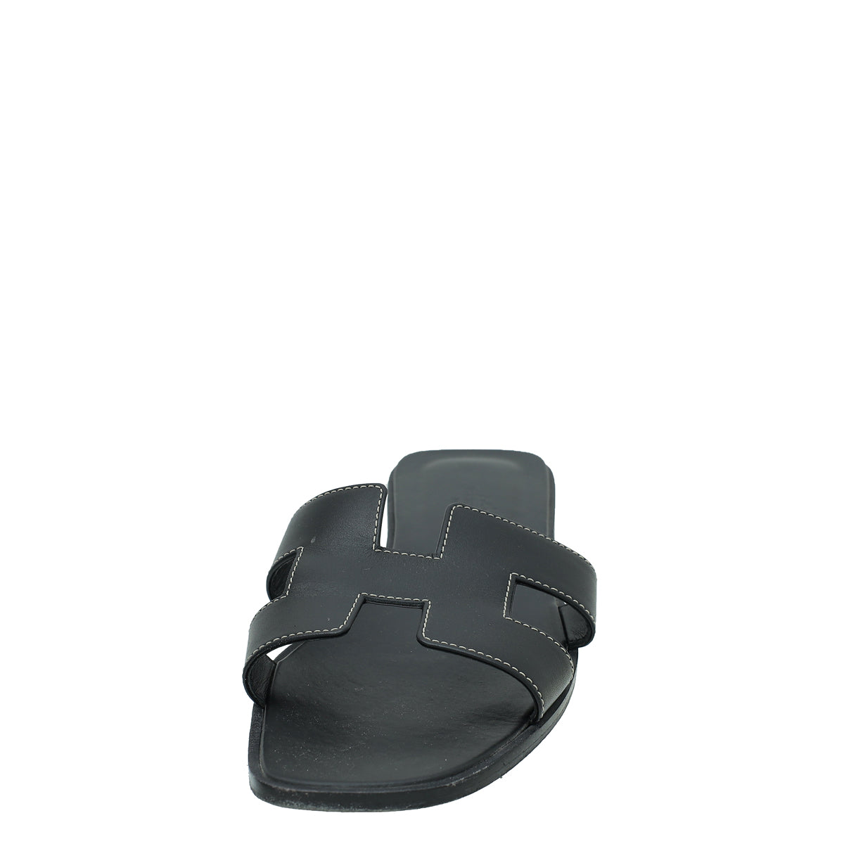 Hermes Noir Oran Calfskin Sandal 39