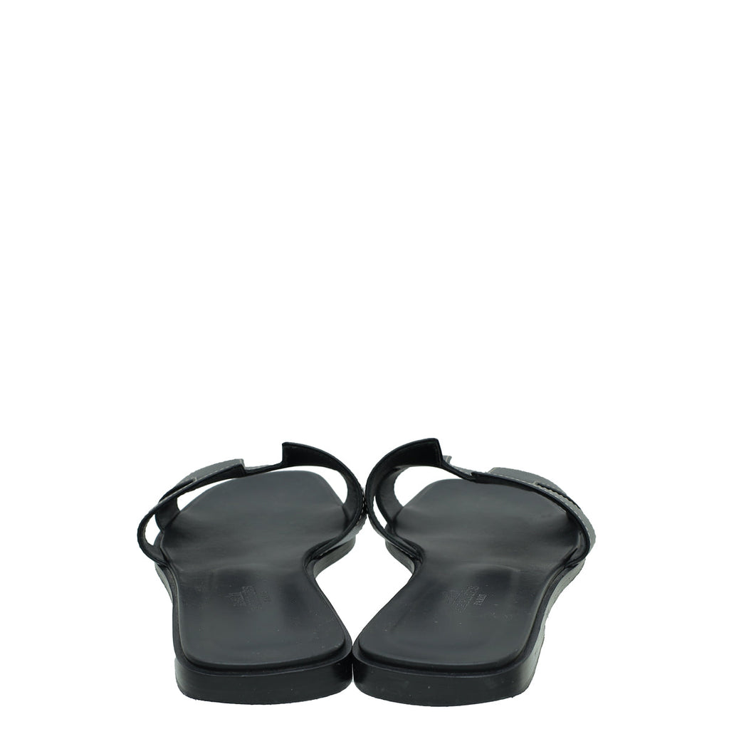 Hermes Noir Oran Calfskin Sandal 39