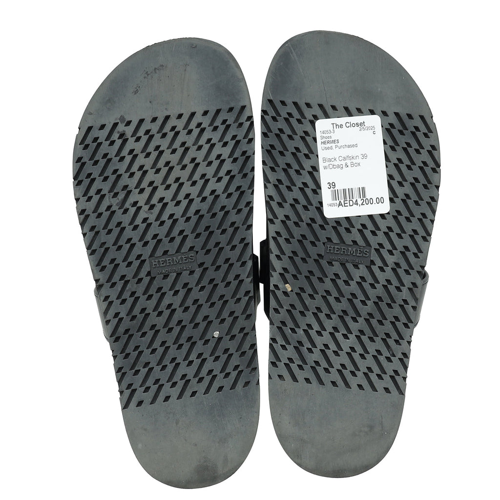 Hermes Black Chypre Sandal 39