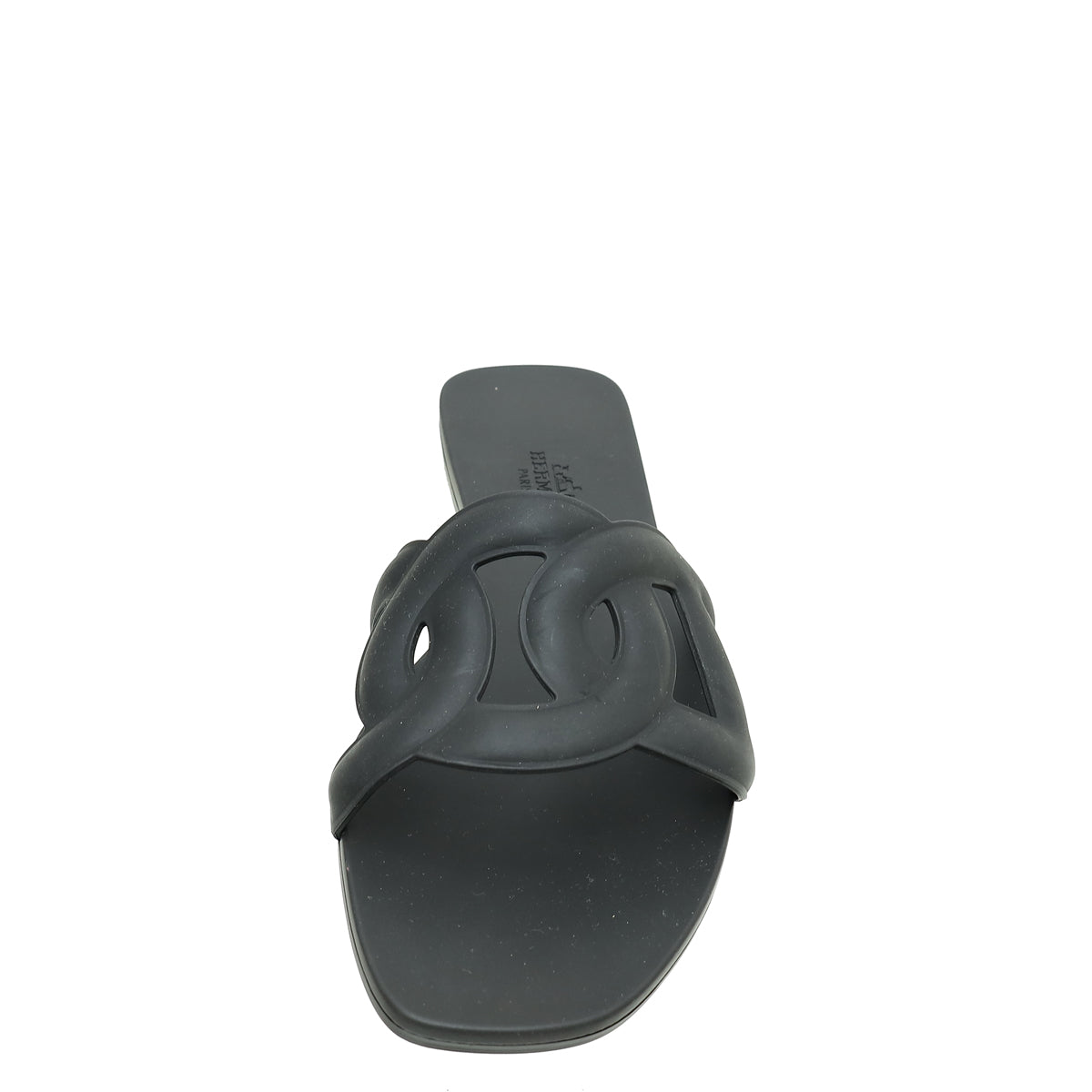 Hermes Noir Rubber Aloha Sandals 39