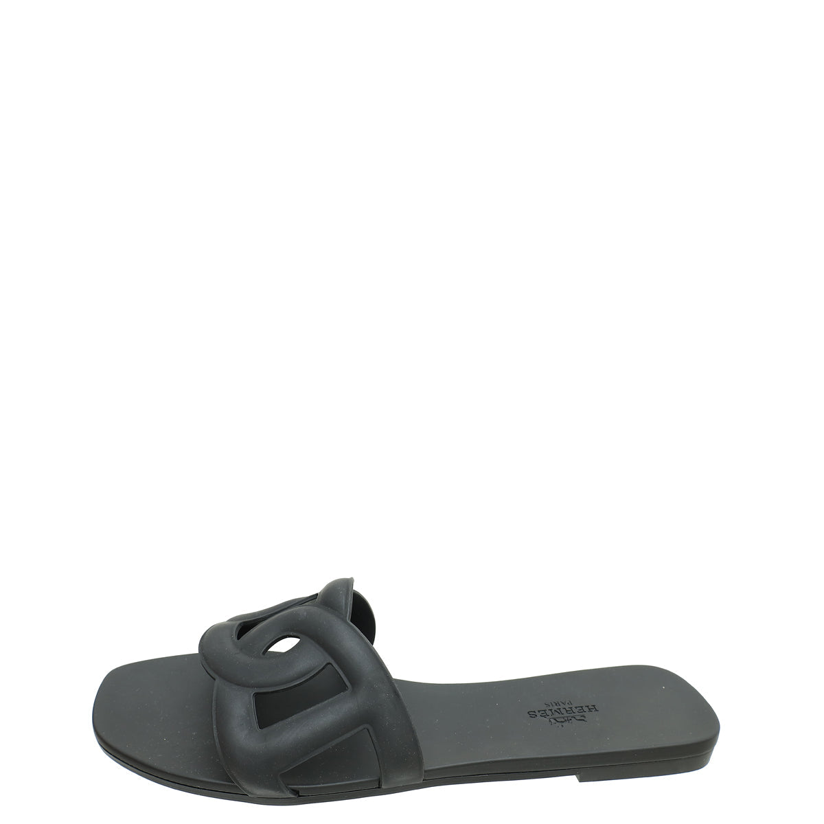 Hermes Noir Rubber Aloha Sandals 39
