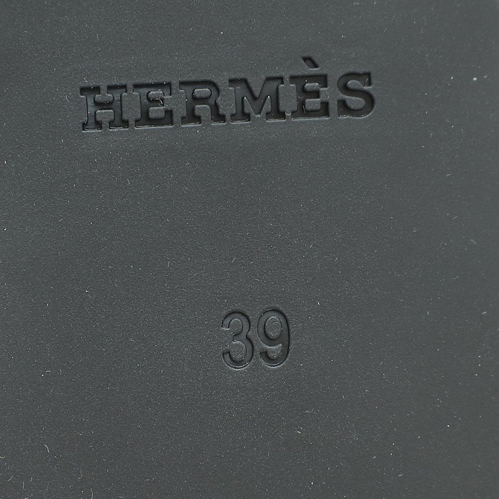 Hermes Noir Rubber Aloha Sandals 39