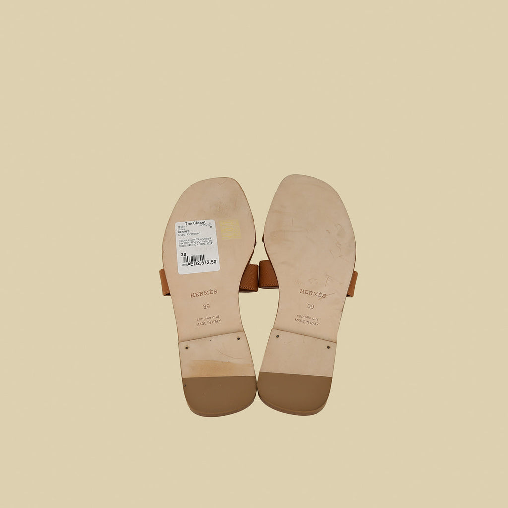 Hermes Natural Oran Sandals 39