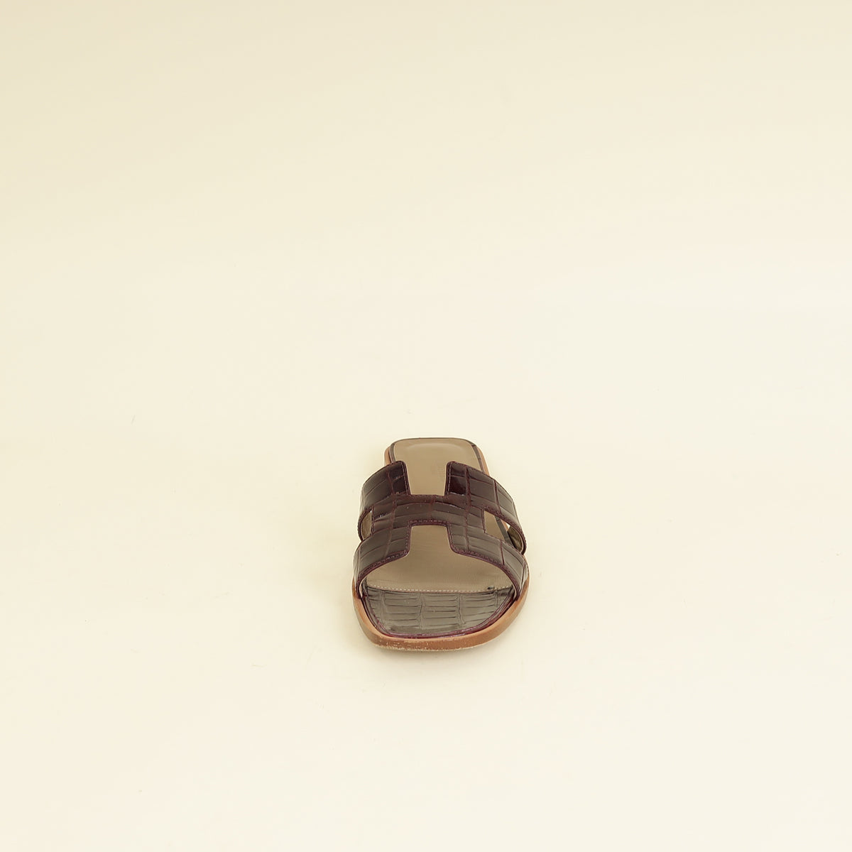 Hermes Bordeaux Shiny Alligator Oran Sandals 39