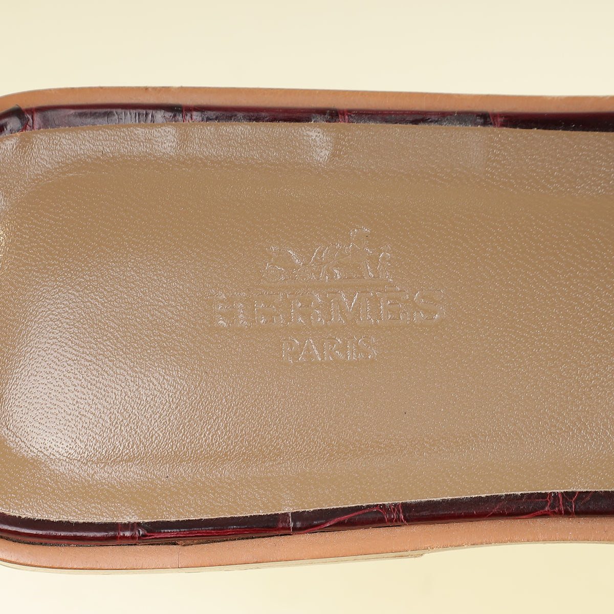 Hermes Bordeaux Shiny Alligator Oran Sandals 39