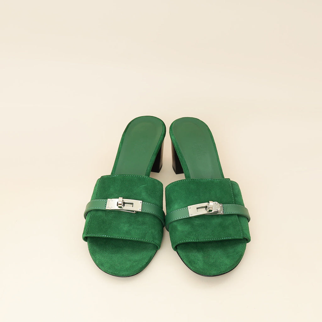 Hermes Vert Electrique Gigi 50 Sandals 39