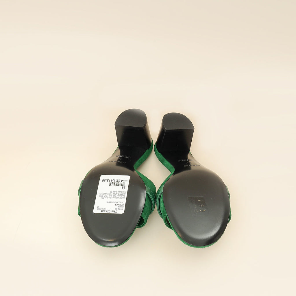 Hermes Vert Electrique Gigi 50 Sandals 39