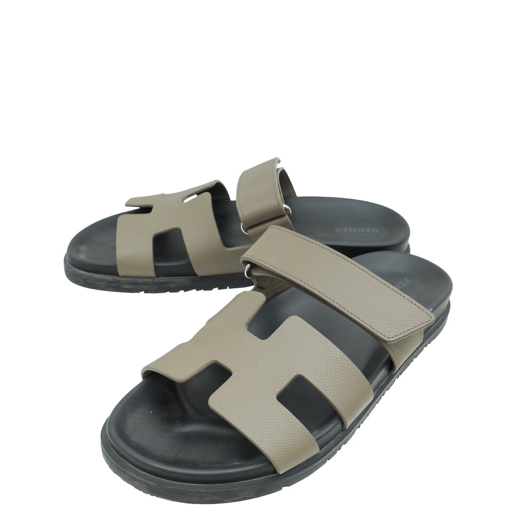 Hermes Etoupe Chypre Sandals 39