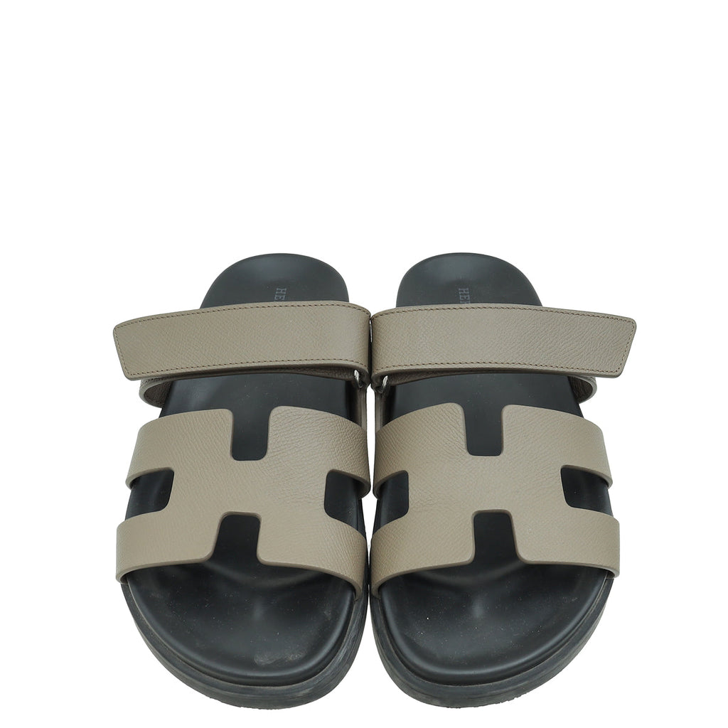 Hermes Etoupe Chypre Sandals 39