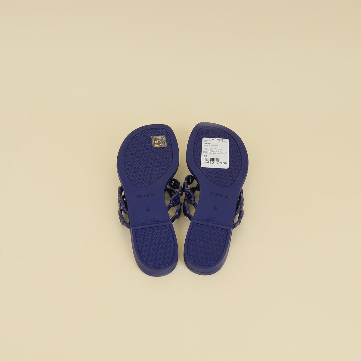 Hermes Violet Iris Island Waterproof Sandal 39